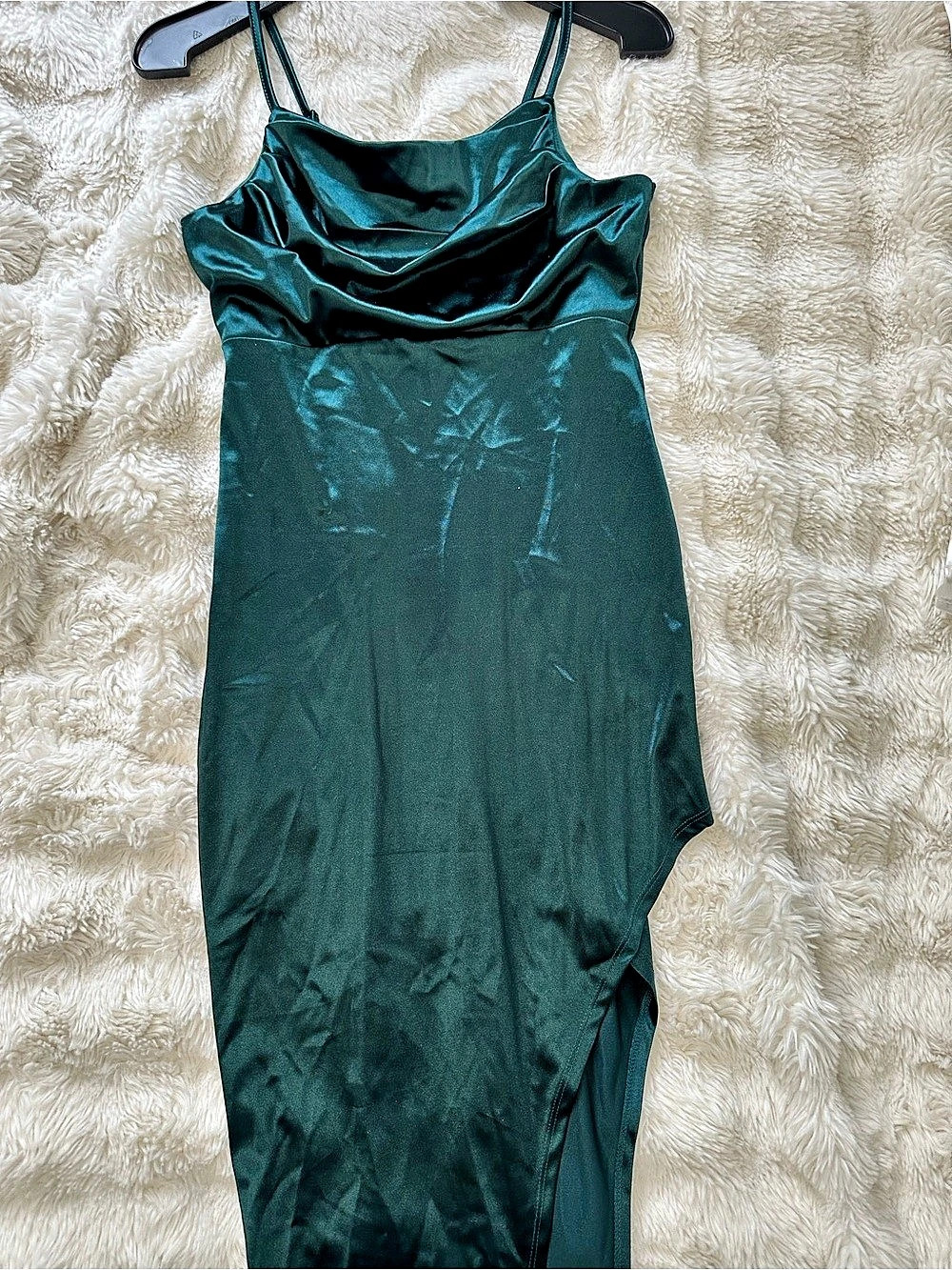 Madden NYC Satin Asymmetrical Dress Women's Maxi Green Medium Like New